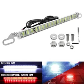 Vooda Double Colors LED License Plate Light 90 SMD Chips 3-in-1 Fuction DRL Brake Light Reversing light for Car SUV Truck,Motorcycle,Waterproof,DC12V.1-Pack.(White + Red + Flash)