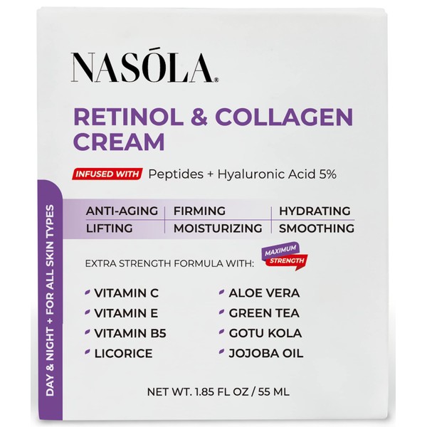 Nasola Retinol and Collagen Face Cream, Anti Aging Retinol Cream