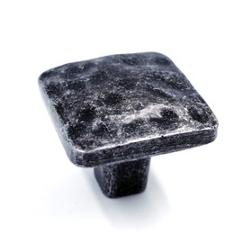 Jetland Square Hammered Cabinet Knobs - 6-Pack, Iron Scratches, 1-1/4" Knobs, Rustic Solid Cast Square Knobs for Dresser Nightstand Furniture, HT0612AS30