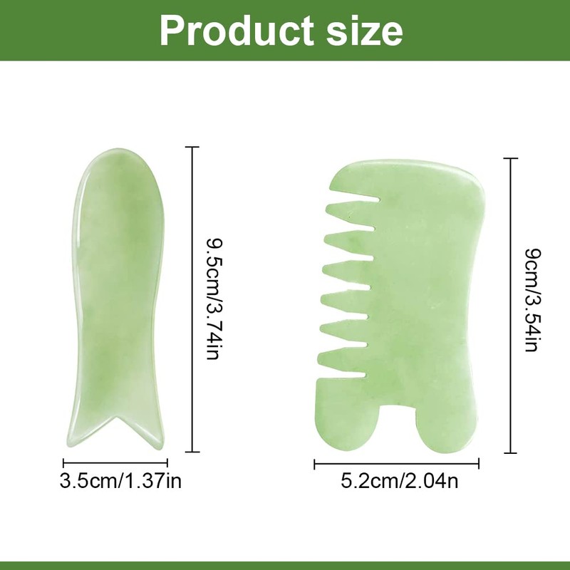 EQLEF Jade Gua Sha Scraping Massage Tool 2 Pcs Natural
