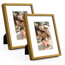 Golden State Art, Bronze 6x8 Aluminum Picture Frame - Display Photos 4x6 with Mat or 6x8 inch Without Mat - Shatter-Resistant Glass Metal Photo Frame for Wall or Tabletop Display (2 Pack)