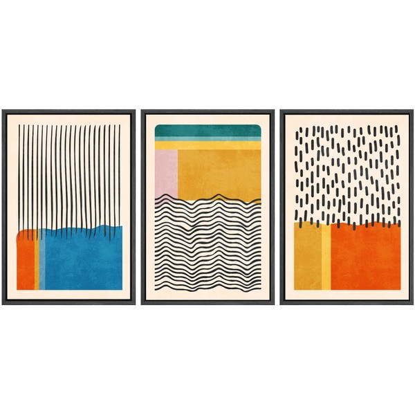 SIGNWIN Framed Canvas Print Wall Art Set Mid-Century Vibrant Color