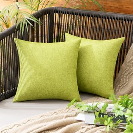 MIULEE - Juego de 2 fundas de almohada decorativas para exteriores, impermeables, de lino sintético, para jardín, granja, para verano, patio, tienda, balcón, sofá, 12 x 12 pulgadas, color verde
