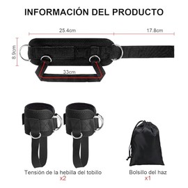 Grilletes para Tobillo Gym, Grilletes para Tobillo Gym Mujer, Ajustable con el Talón. Correas de Tobillo Gym Mujer, Doble Anilla en d Reforzada para P