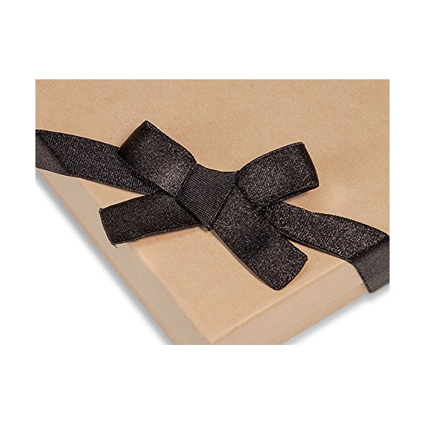 Pack Of 50, 12" Black Satin Stretch Wide Loops W/Pre-Tied Bows For Jewelry Boxes