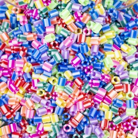 La Manuli Assorted Ironing Beads – Pack of 5000 (Candy Two-Tone Beads) 10 Colours, 5 mm Beads Compatible with Any Brand Beads | Tin with Fuse Beads