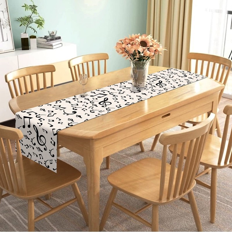 Nepnuser Linen Musical Notes Table Runner Music Event Birthday Party