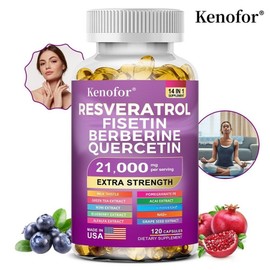 Resveratrol Fisetin Berberine Quercetin Capsules strengthen immunity Antioxidants Maintain cardiovascular health Promote skin smoothness, 3 pieces, 60 servings / 레스베라트롤 피세틴 베르베린 케르세틴 캡슐로 면역력 강화 항산화 심혈관 건강 유지 피부 매끄러움 증진, 3개, 60회분