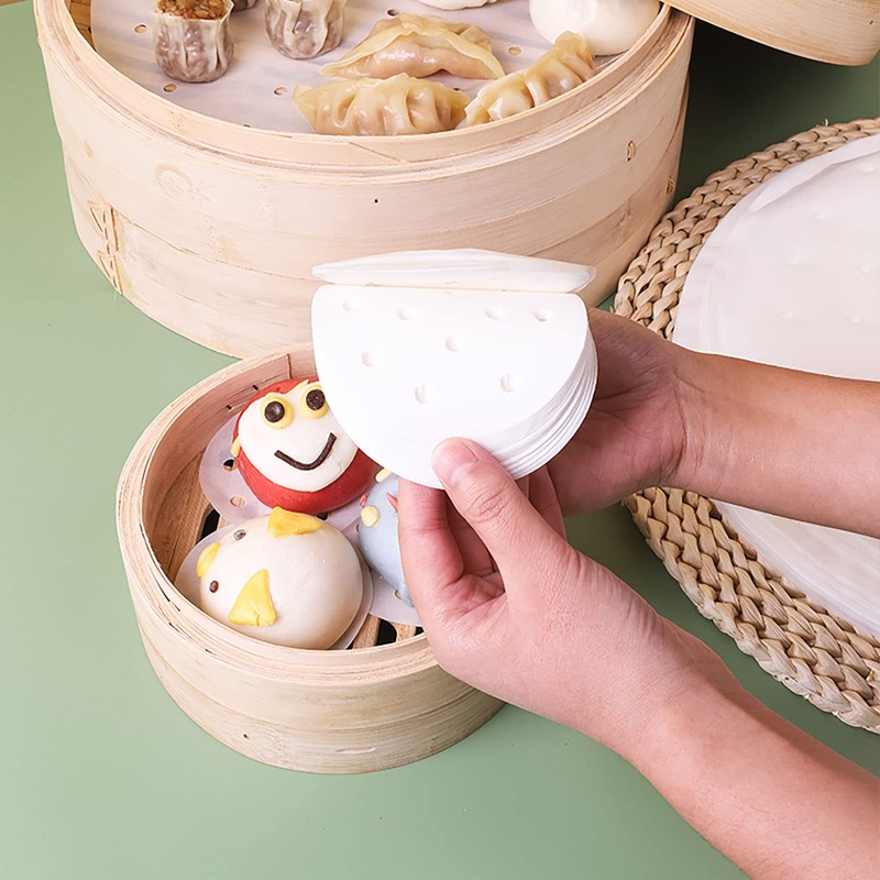 400Pcs Small Bamboo Steamer Liners, Non-stick Mini Steam Paper for