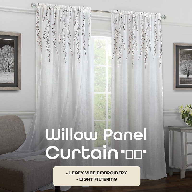 Achim Home Furnishings Willow Rod Pocket Window Curtain Panel White