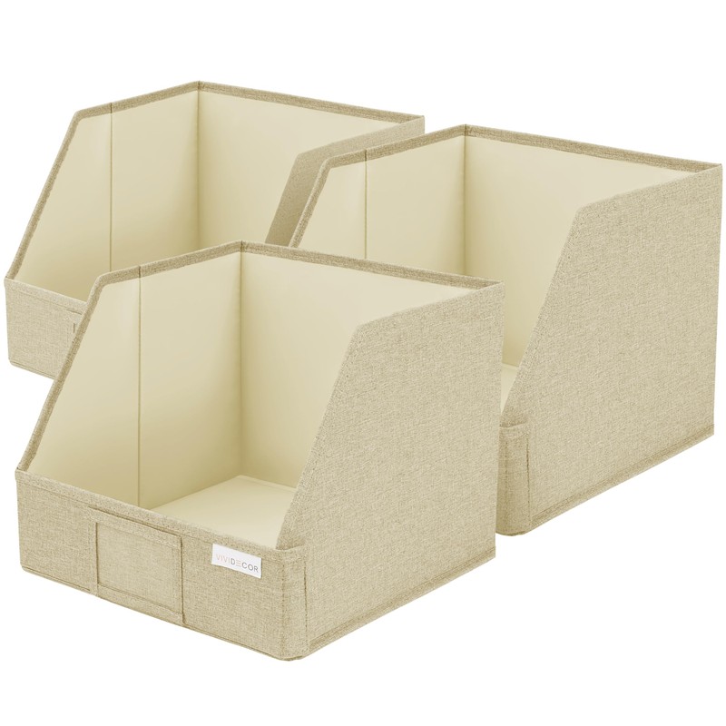 VIVIDECOR Trapezoid Storage Bins – 3-Pack Closet Shelf Organizer &