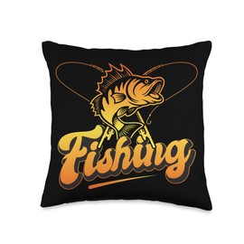 Angler, Fischer, Angel Fish Fish Outifts And Gifts Angel, Angler Fisherman Outfit Bass Fishing Throw Pillow, 16x16, Multicolor