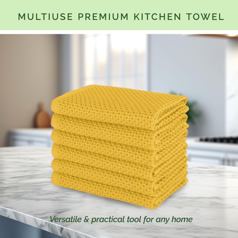 Elegant Comfort 100% Turkish Cotton 6-Pack Waffle Premium Kitchen Towels