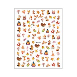 Fall Leaf Thanksgivin Nail Sticker Geometric Lines Pumpkins Fox Owl Wg731 Nail Wraps Stickers Manicure Supplies for Women Nails Full Long Lasting Easy Apply and Remove