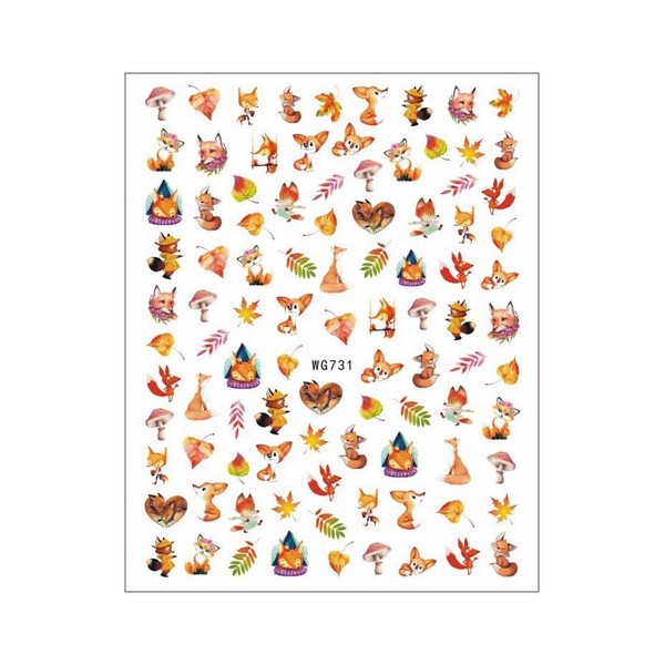 Fall Leaf Thanksgivin Nail Sticker Geometric Lines Pumpkins Fox Owl