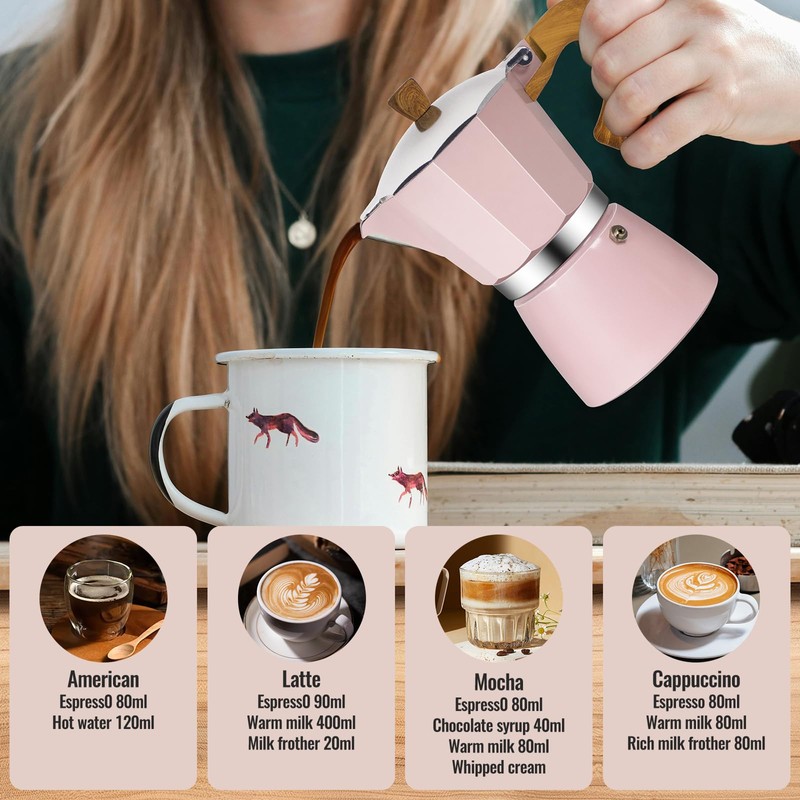 Vaolvpant 3 Cup Aluminum Moka Pot Classic Stovetop Espresso Coffee