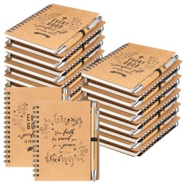 Gueevin 72 Pcs Christian Gift Mother's Day Gifts for Women Church Members Include 36 Inspirational Notebooks and 36 Motivational Bible Bamboo Pens for School Bible Study Groups Church Families