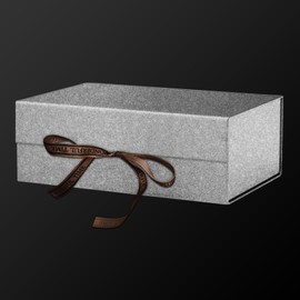 Sliver Gift Boxes for Presents Magnetic Gift Box 22 * 18 * 8cm, Gift Boxes with Lid and Ribbon for Birthday Valentine's Day Mother's Day Anniversaries Gift Packaging