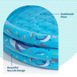 Inflatable Kiddie Pool for Toddlers, 48"X12" Round Plastic Blow Up Kids Swimming Pool, Outdoor Water Play, Ball Pit Toys for Kids Age 2 3 4 5, Summer Essential Baby Splash Pools with Cushioned Floor