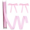 VGOODALL Pink Gingham Ribbon, 50Yd Buffalo Checker Ribbons Crafts Ribbon