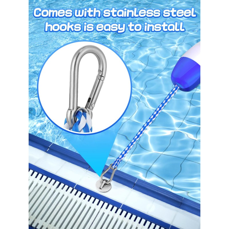 16ft -20ft Adjustable Pool Safety Rope with Floats, Floating Pool