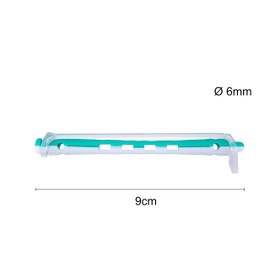 Ponik's Perm Wave Curlers for Perm Set - 6 mm - 12 Pieces - Small Cold Rollers with Round Rubber Tabs - Turquoise White