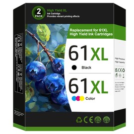 61XL Printer Ink for HP 61 Ink Cartridges Combo Pack Replacement for HP Ink 61 XL Ink Cartridge Black and Color Fit for Envy 4500 5530 Officejet 4630 4635 Deskjet 1000 1010 1512 Inkjet Printer(2 Pack)