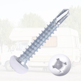 8x1 Pan Head Metal RV Screws White for RV Interior Self Tapping Drill Screws - 200 Pcs