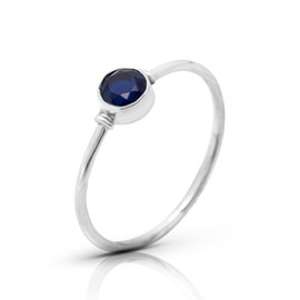 Koral Jewelry Created Sapphire Ring 925 Sterling Silver Vintage Tribal Gypsy Boho Look US Size 5 6 7 8 9 (8)