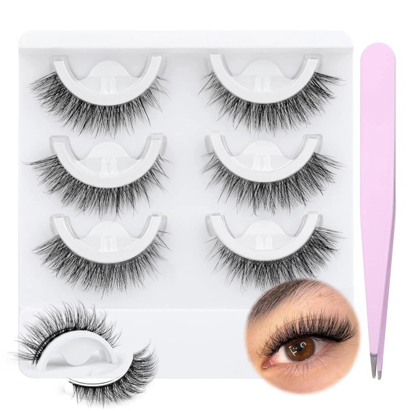 wiwoseo Self Adhesive Eyelashes No Glue Needed False Lashes Natural