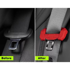 Clips Universales para Cinturón de Seguridad de Coche, Protector de Hebilla de Cinturón de Seguridad para Coche, Protector de Silicona Anti-Rayones para Hebilla de Cinturón de Seguridad (Rojo