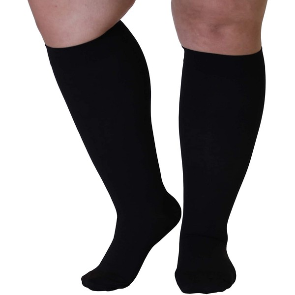 5XL Mojo Compression Socks 20-30mmHg for Extra XX-Wide Ankle Calf Opaque Graduated Bariatric Support Stockings - Lymphedema Plus Size XXXXX-L Black Closed Toe AB201BL8