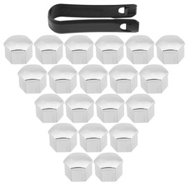 20 Piezas Cubiertas de Cubo de Rueda de Neumático de Coche, 17mm, Tuerca, Perno, Cubierta de Tornillo, Tapa de Protección, Tapas de Tuercas de Rueda Universales Plateadas,