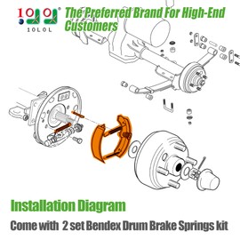 10L0L Golf Cart Brake Shoes,Brake Pads and Bendex Drum Brake Spring Kit for Yamaha 1993-Up G14, G16, G19-G22 and 1996-Up TXT/ST350/Workhorse/Medalist 1997 UP OEM 27943G01 27945G01 70794G01 70795G01
