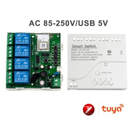 Byttlerom 2X 4CH Zigbee Smart Light Switch Module AC 85-250V RF433 Receive 10A Relays Compatible with Assistant,Tuya Smart Life