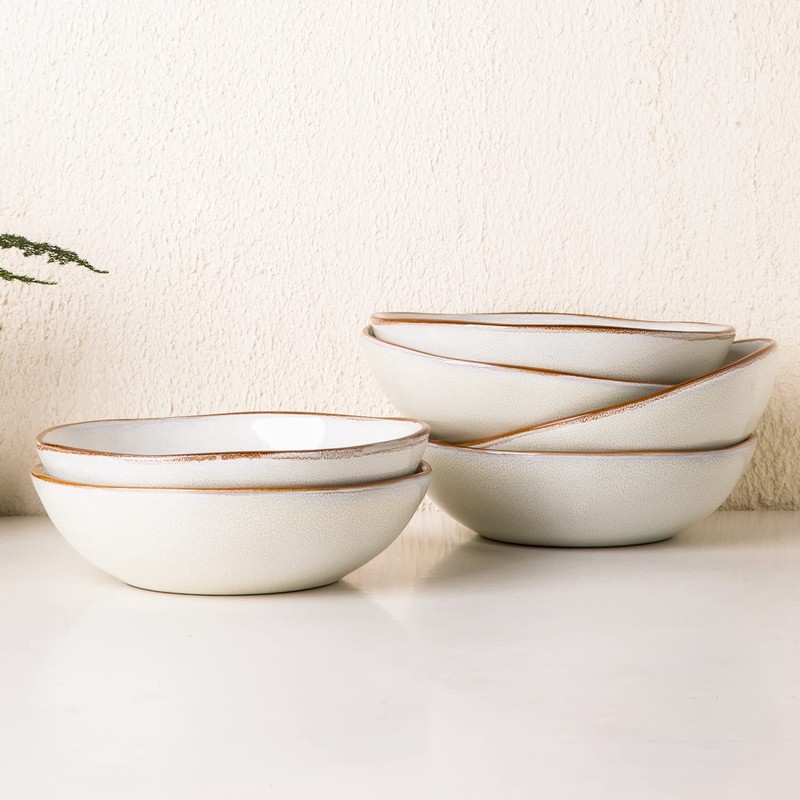 AmorArc Ceramic Cereal Bowls Set of 6, 24 oz Handmade
