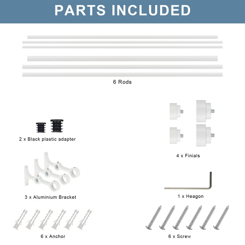 Heavy Duty Double Curtain Rods with Cylindrical Cap Finials -