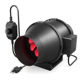 4 Inch 200 CFM Inline Duct Fan with Variable Speed Controller, Exhaust HVAC Blower for Grow Tent, Basement, Black