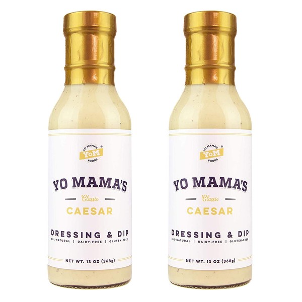 Gourmet Natural Classic Caesar Dressing and Dip by Yo Mama's Foods - Pack of (2) - Low Carb, Low Sodium, and Gluten-Free