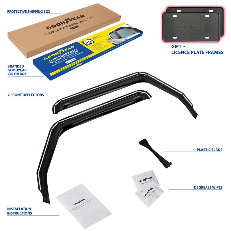 Goodyear Shatterproof in-Channel Window Deflectors for Jeep Wrangler JL 2018-2026,