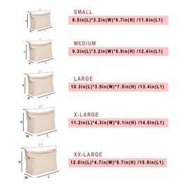 Vercord Premium Nylon Purse Organizer Tote Handbag Insert Organizers Bag in Bag Zipper 13 Pockets Beige Large