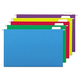 Universal 14221 Hanging File Folders, 1/5 Tab, 11 Point, Legal, Assorted Colors, 25/Box