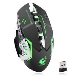 EBTOOLS Ratón Gaming Inalámbrico, 2.4 GHz, 6 Botones, Iluminación RGB, 3 Niveles dpi Ajustables 80016002400, Recargable, Silencioso                   