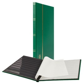 LIGHTHOUSE – “BASIC” Hard Cover Stockbook for Stamps – 16 Black Cardstock 9”x12” (A4) Pages with Clear Strips - Green