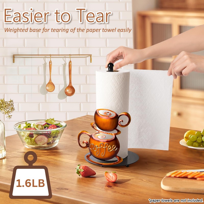 Standing Paper Towel Roll Holder Countertop for Coffee Lovers Women