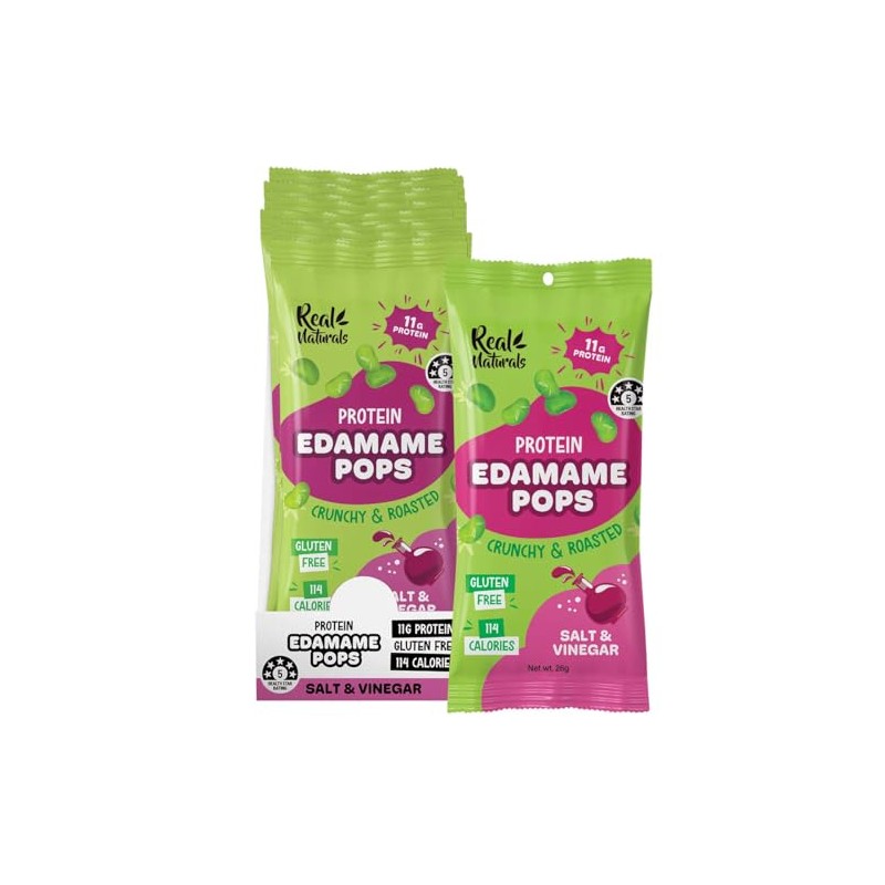 Real Naturals Protein Edamame Pops Salt & Vinegar 10x26g