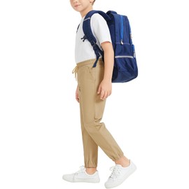 QBK Pull on Stretch School Uniform Pant Jogger Pants for Toddler to Youth Boys and Girls(Khaki 4T)