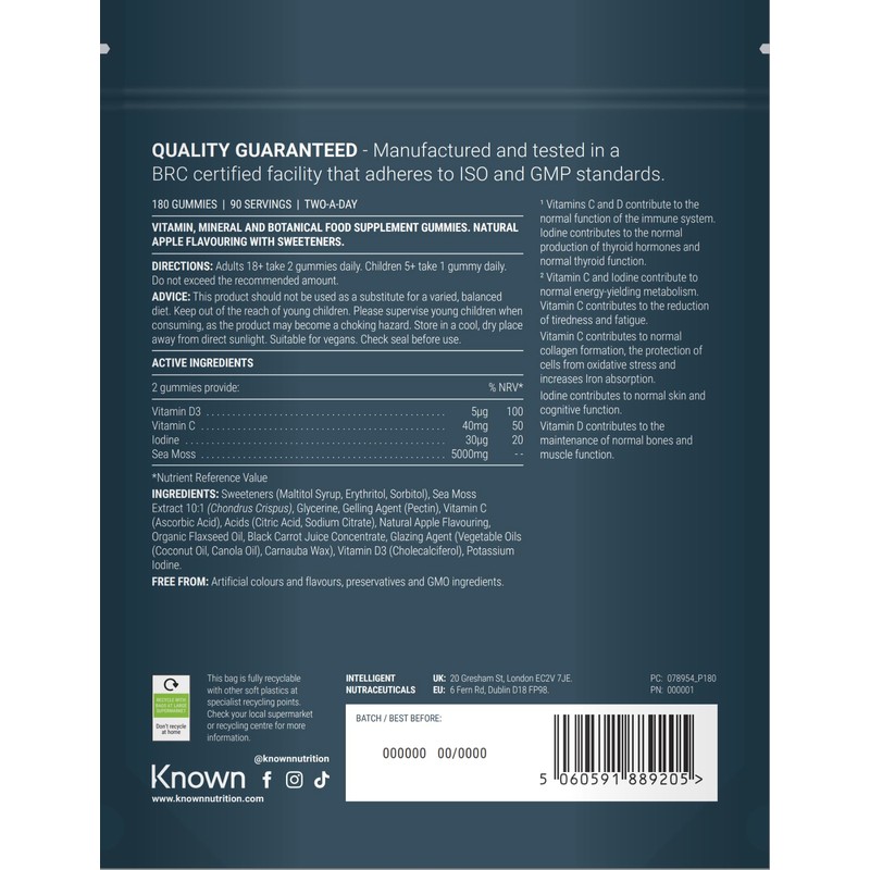 Known Tasty Sea Moss Gummies – 5000mg Sea Moss, Vitamin