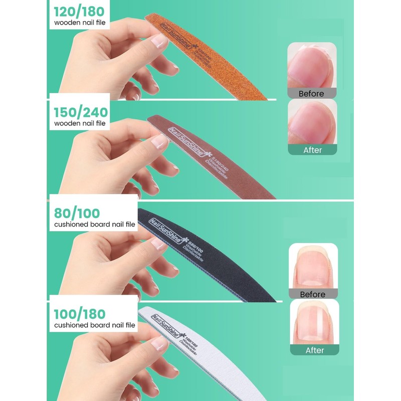 Nail File Buffer Set 8 Pieces 80/100/120/150/180/240/1000/4000 Grit Nail File