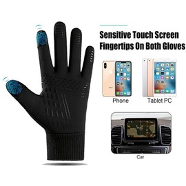 Winter Warm Gloves, Touch Screen Thermal Waterproof Windproof Elastic Anti-slip Cuff Gloves for Cycling Running Hiking Driving Riding Walking Sports Ski Mountaineering Men Women (Grey, L)